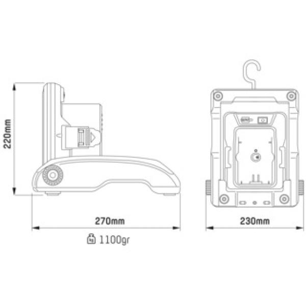 SHADA Akku-Arbeitsleuchte - 20W 2900lm 5000K IP54 - Baustellentauglich (0300819)